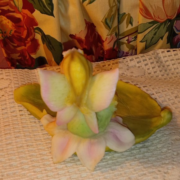 GREEN COLORFUL FAIRY LEAF DISH JERELRY TRINKET 6" HOLDER - Picture 6 of 8